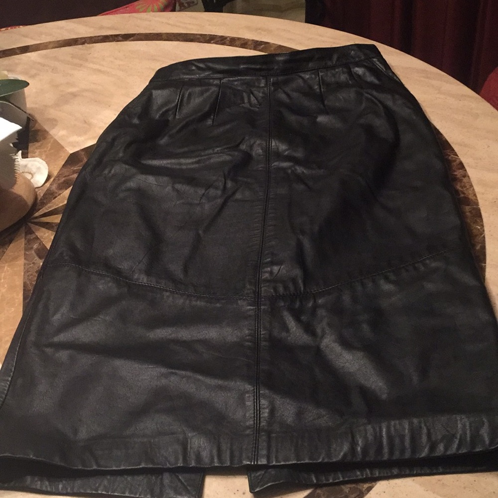 Pelle Cuir Black Leather Skirt
